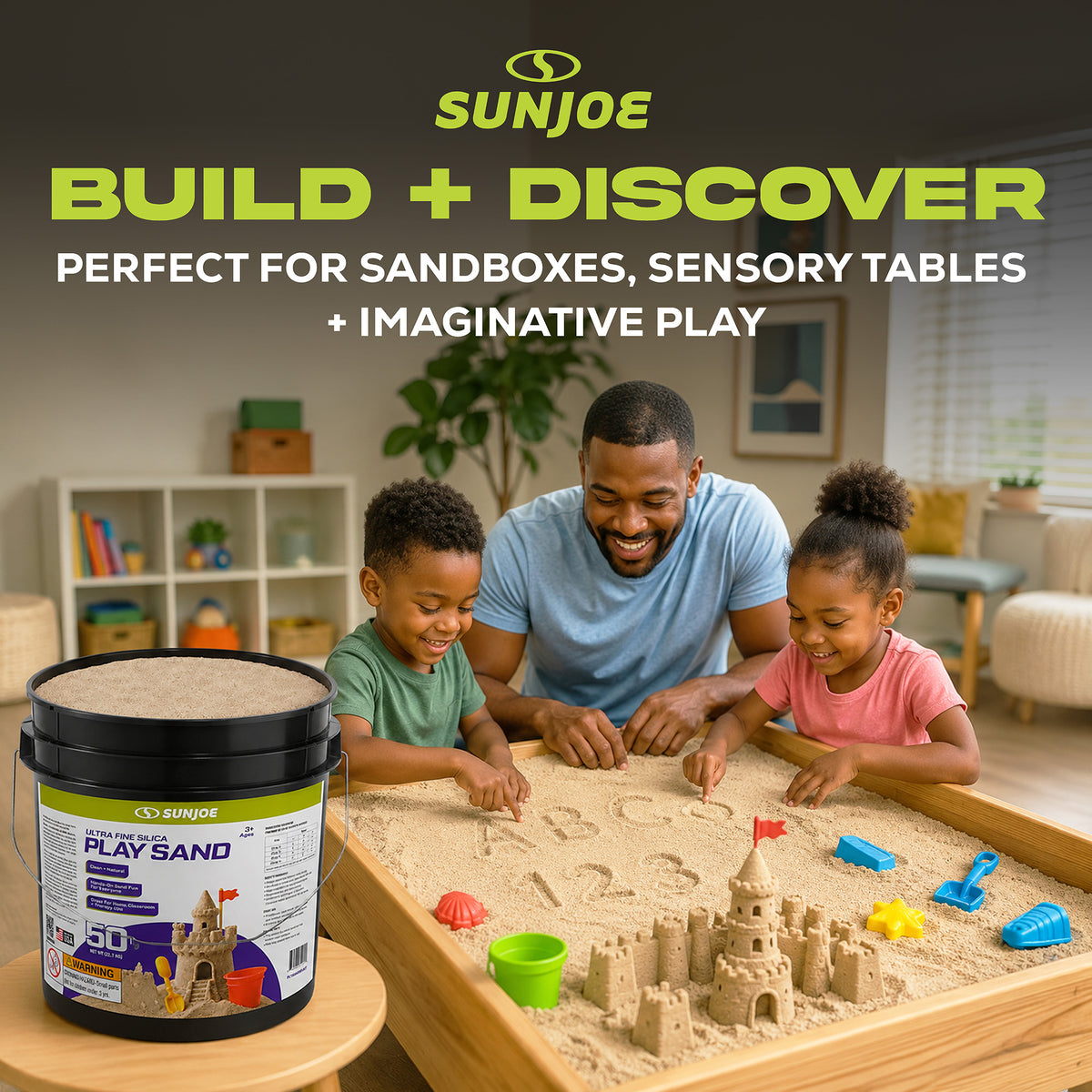 Sun Joe Ultra Fine Silica Play Sand for Sandboxes and Sensory Tables, 50 lbs. - VMInnovations