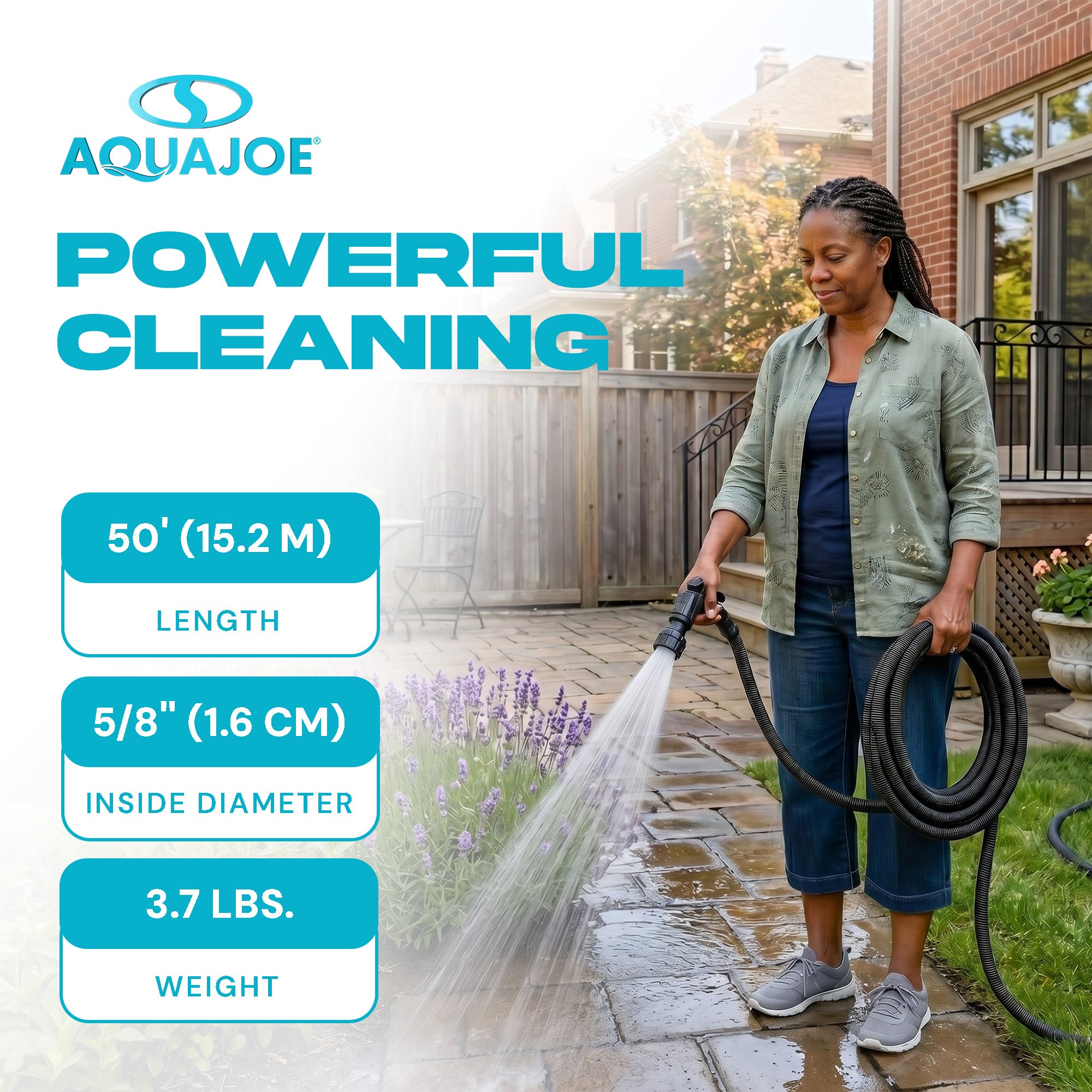 Aqua Joe FiberJacket Garden Hose, Kink-Resistant, 50' x 5/8" Diameter (Open Box)