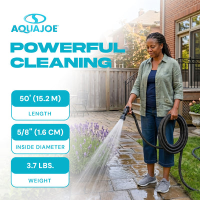 Aqua Joe FiberJacket Garden Hose, Kink-Resistant, 50' x 5/8" Diameter (Open Box)
