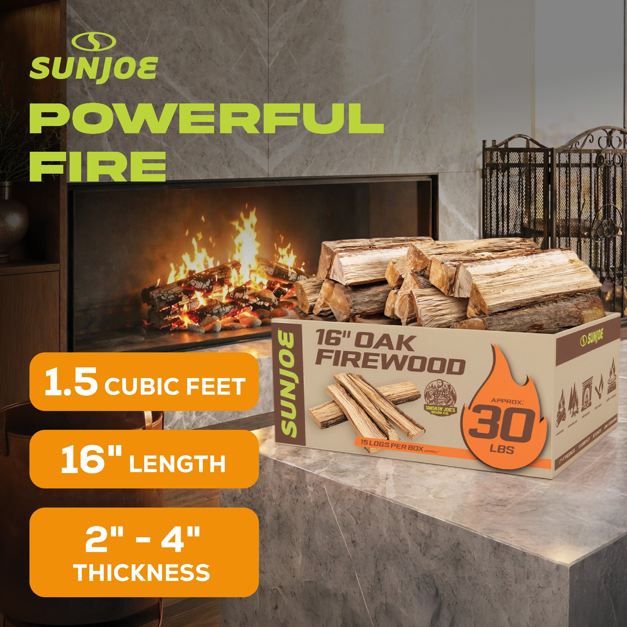 Sun Joe 16" Oak Firewood Fire Starter Sticks for Fireplace & Pits Use, (Used) - VMInnovations