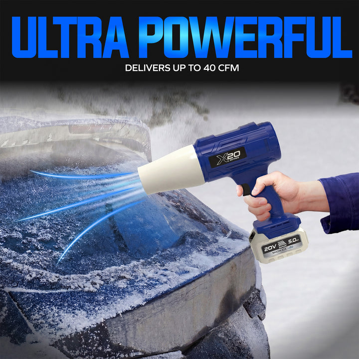 Sun Joe 20V ECOSHARP X20 StormJet Cordless Turbo Blower, Blue, (Used) - VMInnovations