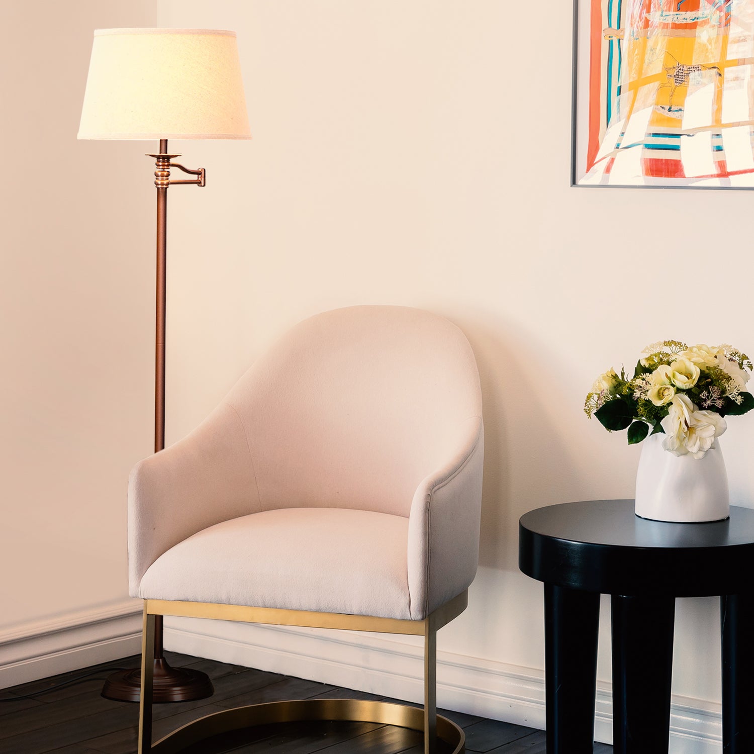 Brightech Caden Modern Style 63" Tall Floor Lamp w/ Swing Arm, Bronze (Open Box) - VMInnovations