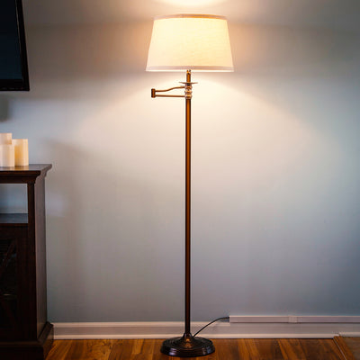 Brightech Caden Modern Style 63" Tall Floor Lamp w/ Swing Arm, Bronze (Open Box) - VMInnovations