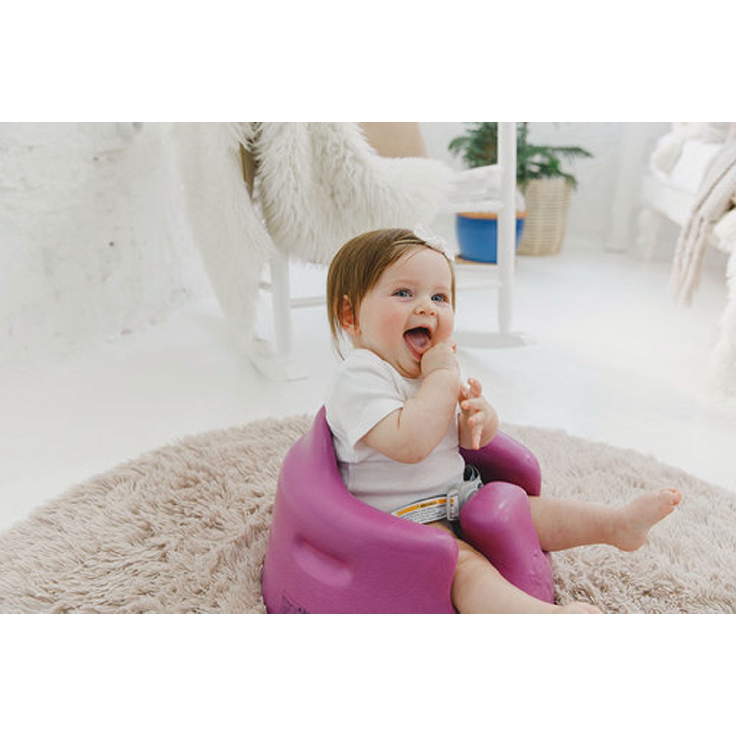 Bumbo Baby Infant Soft Foam Floor Seat with 3 Point Adjustable Harness, Grape (For Parts)