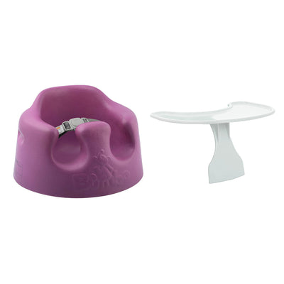 Bumbo Baby Infant Portable Foam Floor Seat with Play Top Tray Attachment, Grape