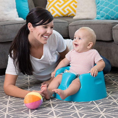 Bumbo Baby Infant Portable Foam Floor Seat with Play Top Tray Attachment, Blue