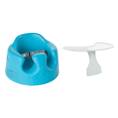 Bumbo Baby Infant Portable Foam Floor Seat with Play Top Tray Attachment, Blue