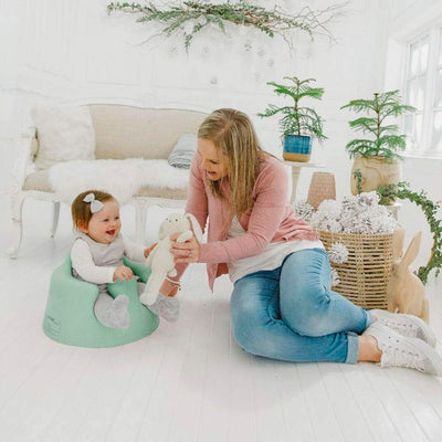 Bumbo Baby Infant Foam Floor Seat w/ 3 Point Adjustable Harness, Duck Egg (Used)