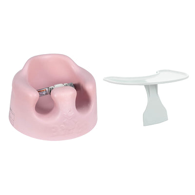 Bumbo Baby Infant Portable Foam Floor Seat with Play Top Tray Attachment, Pink - VMInnovations