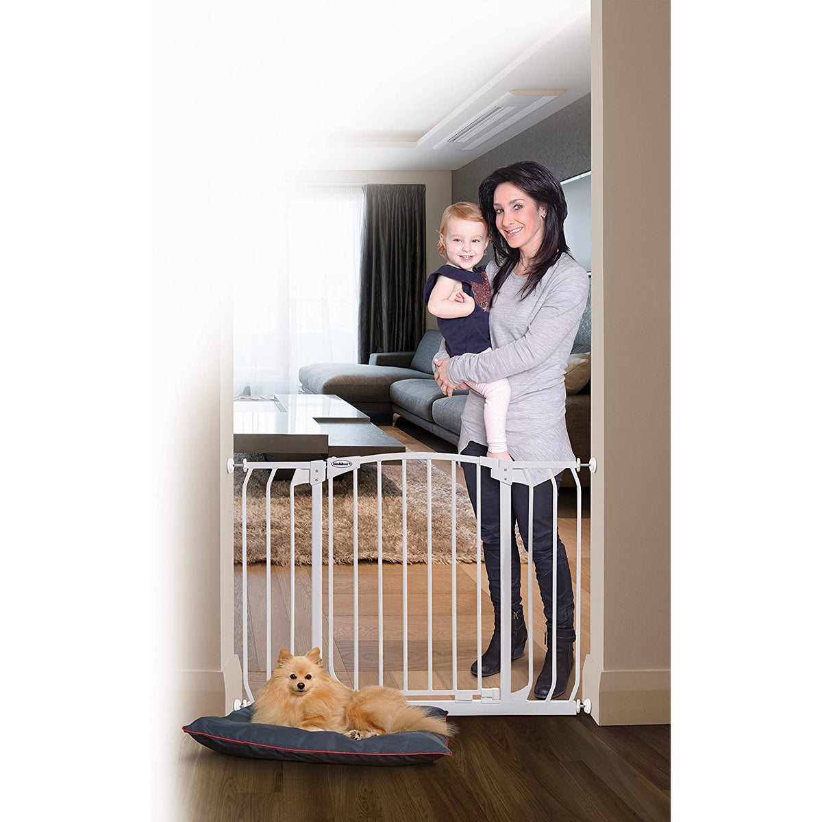 Bindaboo B1103 38 to 42.5 Inch Extra Tall Wide Swing Close Baby Pet Gate, White - VMInnovations