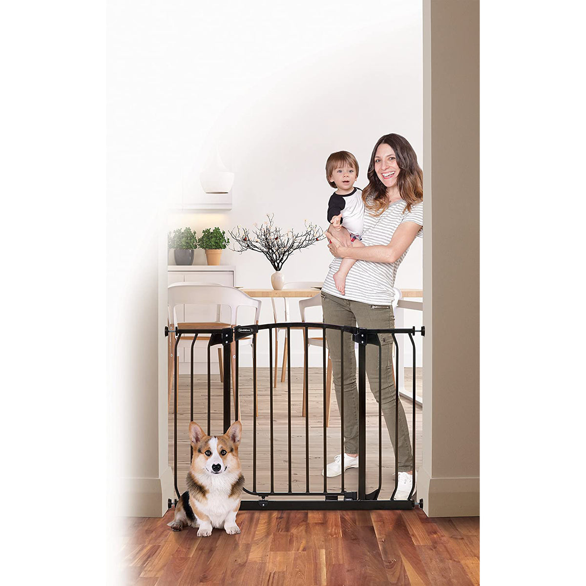 Bindaboo B1104 38 to 42.5 Inch Swing Close Baby and Pet Safety Gate, Black - VMInnovations