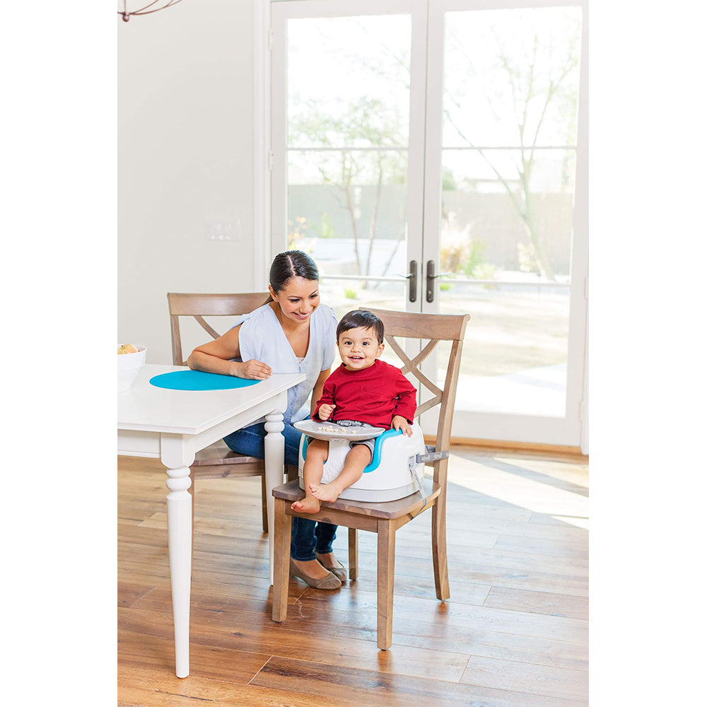 Bumbo Baby Toddler Soft Foam Multi Seat with Tray and Buckle Straps, Cool Gray