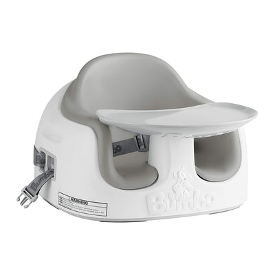 Bumbo Baby Toddler Soft Foam Multi Seat with Tray and Buckle Straps, Cool Gray