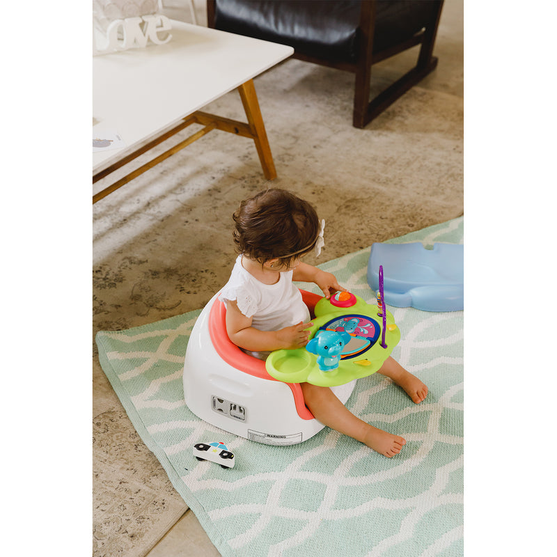 Bumbo Baby Toddler Soft Foam Multi Seat with Tray and Buckle Straps, Coral