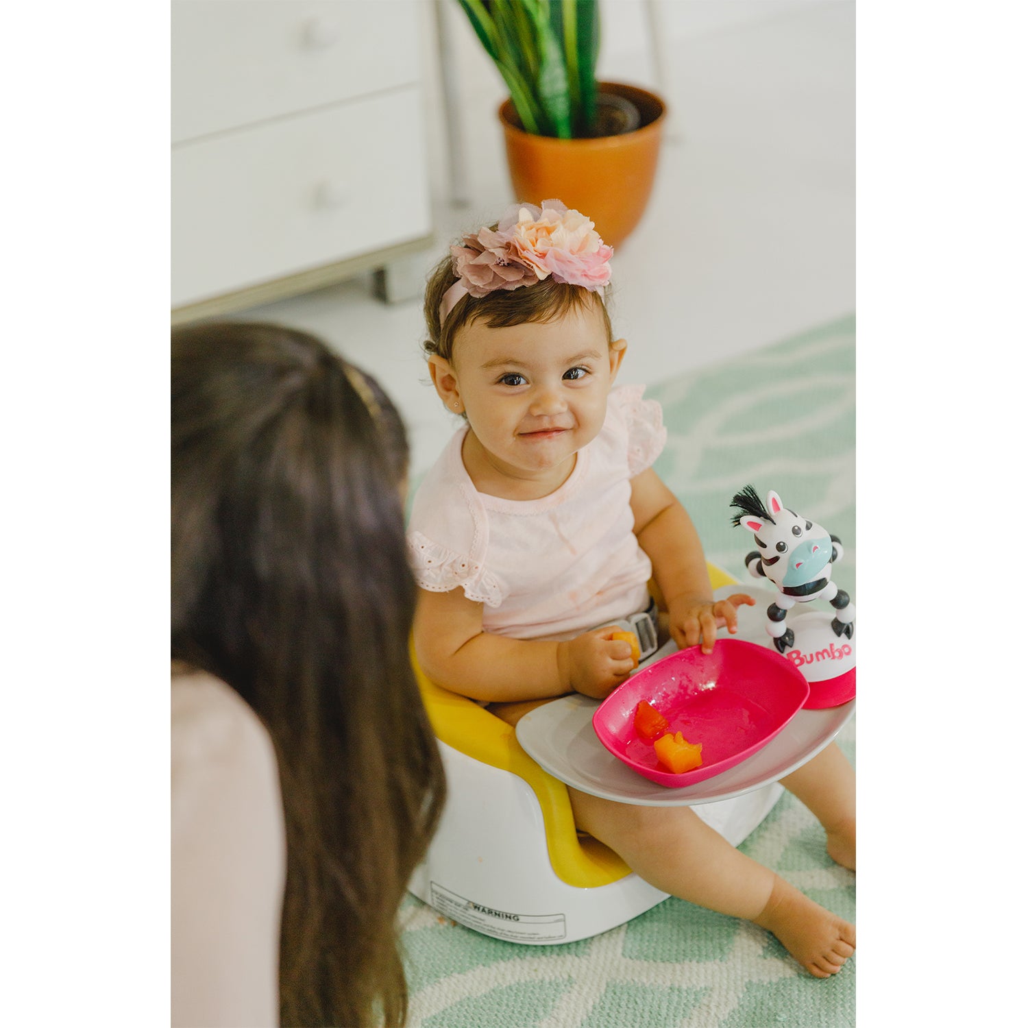 Bumbo Baby Toddler Soft Foam Multi Seat with Tray and Buckle Straps, Mimosa (For Parts)