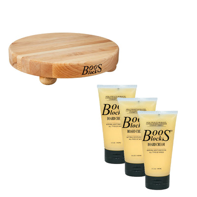 John Boos B12R Round Maple Wood Cutting Board with Natural Moisture Cream 3 Pack