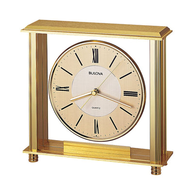 Bulova Clocks B1700 Metal Roman Numeral Non Ticking Clock, Brass