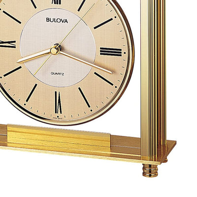 Bulova Clocks B1700 Metal Roman Numeral Non Ticking Clock, Brass