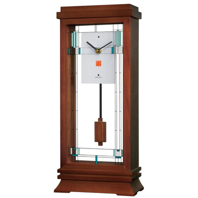 Bulova Clocks B1839 Willits Wooden Modern Mantel Clock with Pendulum, Walnut