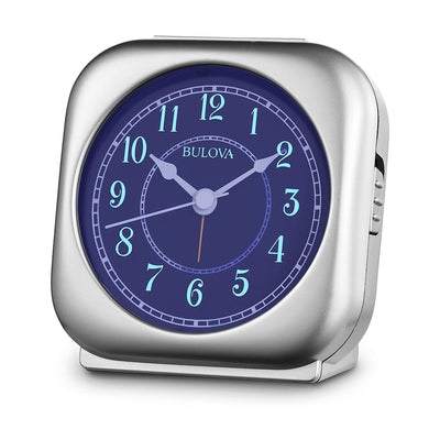 Bulova Clocks Knight Non Ticking Movement Alarm Clock, Silver Tone (Open Box)