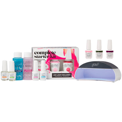 Gelish Mini Soak Off Gel Nail Polish Starter Kit with 5 Colors & 2 LED Lights