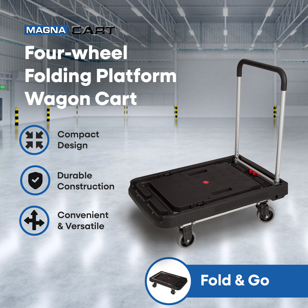 Magna Cart FFXL 4 Wheel Folding Platform Transport Wagon Cart w/ 500 Lb Capacity