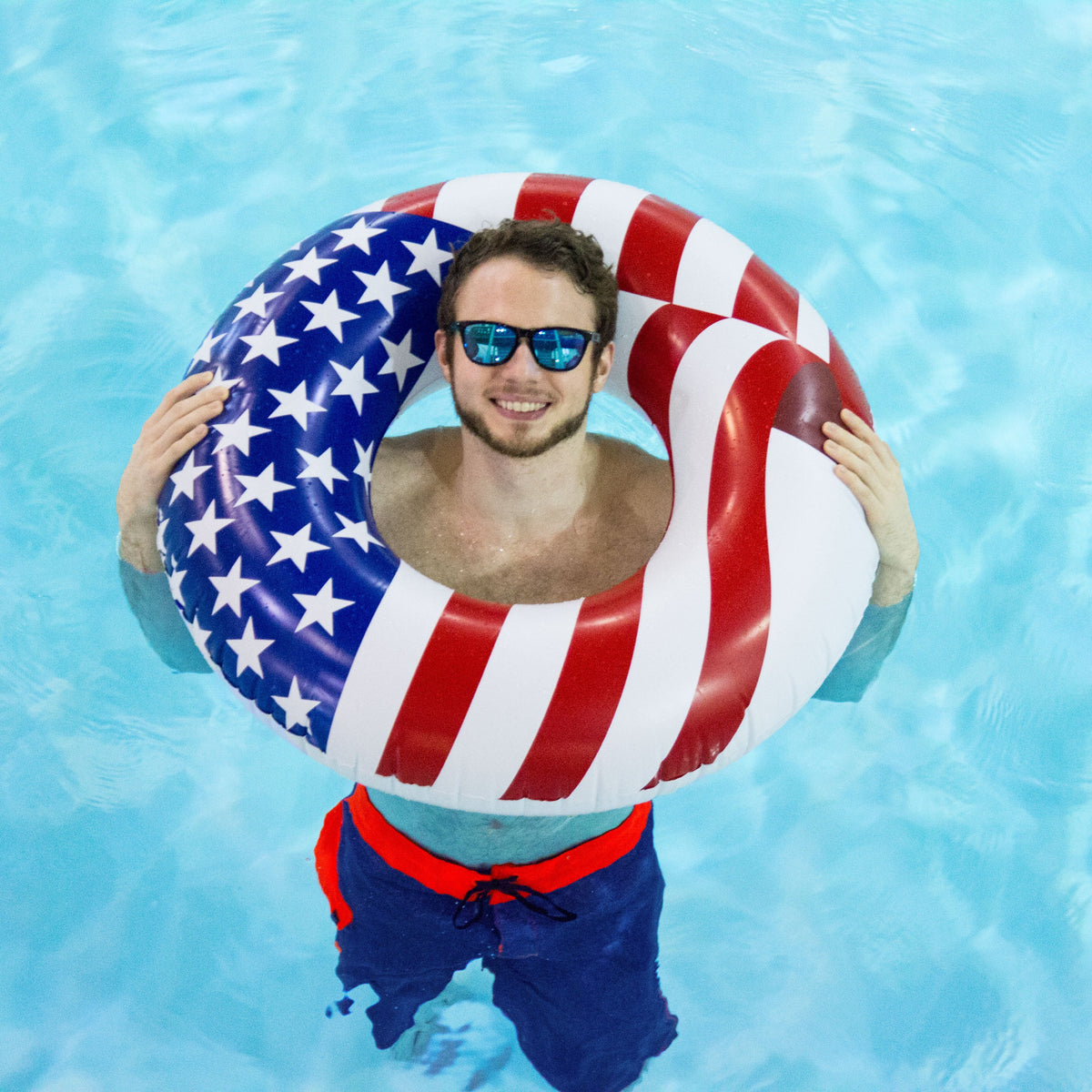 Swimline Inflatable American Bald Eagle Float & 36In. American Flag Float (2)