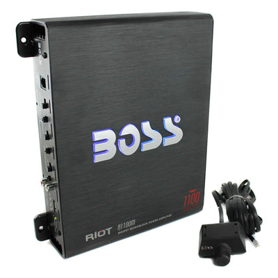 Boss Riot 1100 Watt Monoblock Car Amplifier with 4 Gauge Installation Wiring Kit