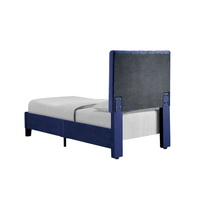 Wallace & Bay Dalton Twin Velvet Upholstered Bed Headboard & Footboard, Cobalt