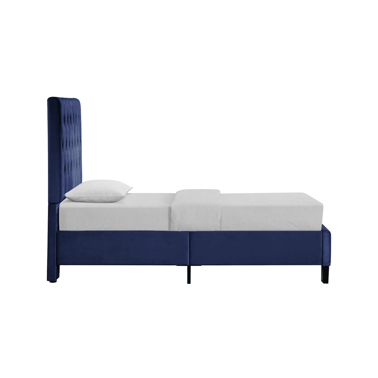 Wallace & Bay Dalton Twin Velvet Upholstered Bed Headboard & Footboard, Cobalt