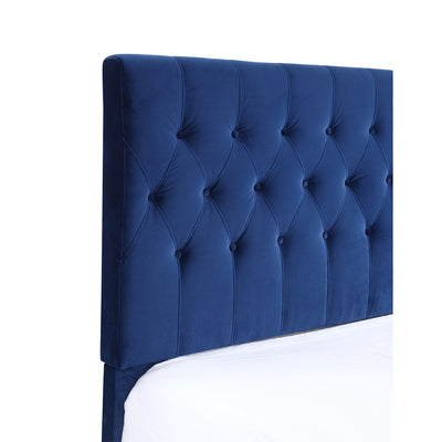 Wallace & Bay Queen Velvet Upholstered Bed Headboard & Footboard, Cobalt (Used)