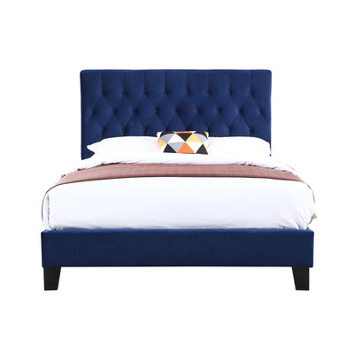 Wallace & Bay Dalton Twin Velvet Upholstered Bed Headboard & Footboard, Cobalt