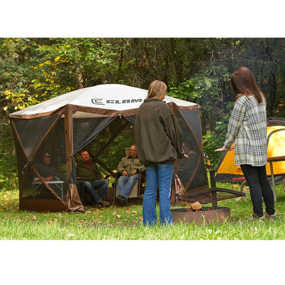 Clam Quick Set Pop Up Camping Gazebo Canopy Screen Shelter, Brown(Used) (2 Pack)