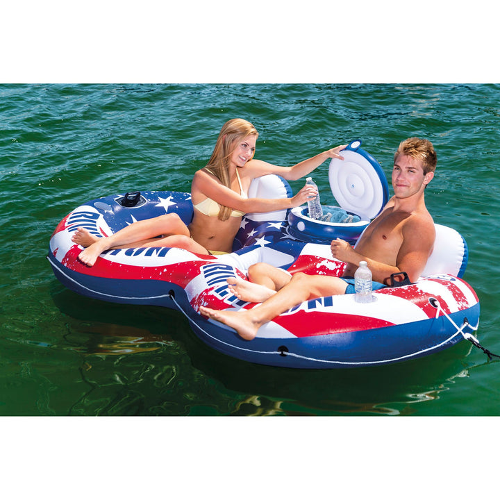 Intex American Flag 2 Person  Float w/ River Run 1 Person Tube (4 Pack)