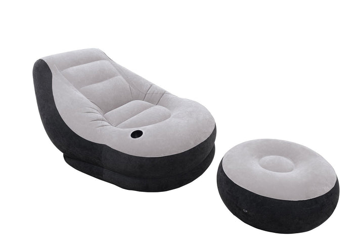 Intex Lounge Chair /w Cup Holder & Ottoman Set (2 Pack) 120V Air Pump