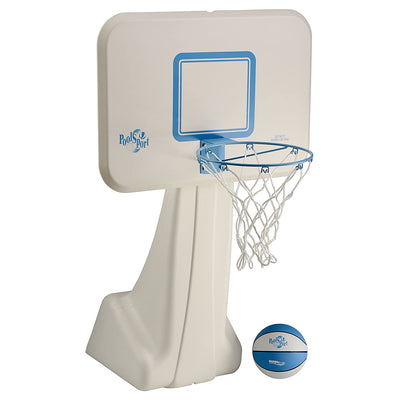 Dunn-Rite Pool Sport Poolside Stainless Base Basketball Hoop with Volleyball Set