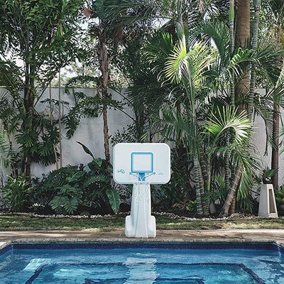 Dunn-Rite Pool Sport Basketball Hoop with AquaVolly Volleyball Set, 24 Foot Net
