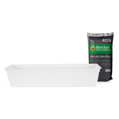 HC Companies Flower Box, White & Wakefield 1lb Premium Biochar Soil Conditioner