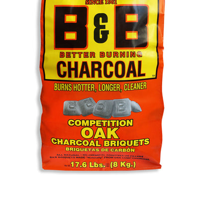 B&B Charcoal Slow Burning Oak Grilling Charcoal Briquettes, 17.6 Pounds (4 Pack)