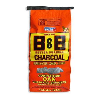 B&B Charcoal Slow Burning Oak Grilling Charcoal Briquettes, 17.6 Pounds (3 Pack)