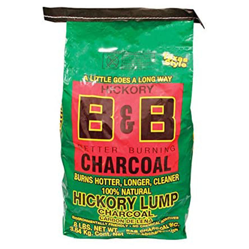 B&B Charcoal Signature Hickory Lump Grilling Smoking Charcoal, 8 Pounds (3 Pack)