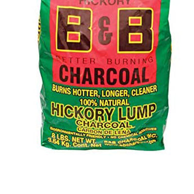 B&B Charcoal Signature Hickory Lump Grilling Barbecue Smoking Charcoal, 8 Pounds