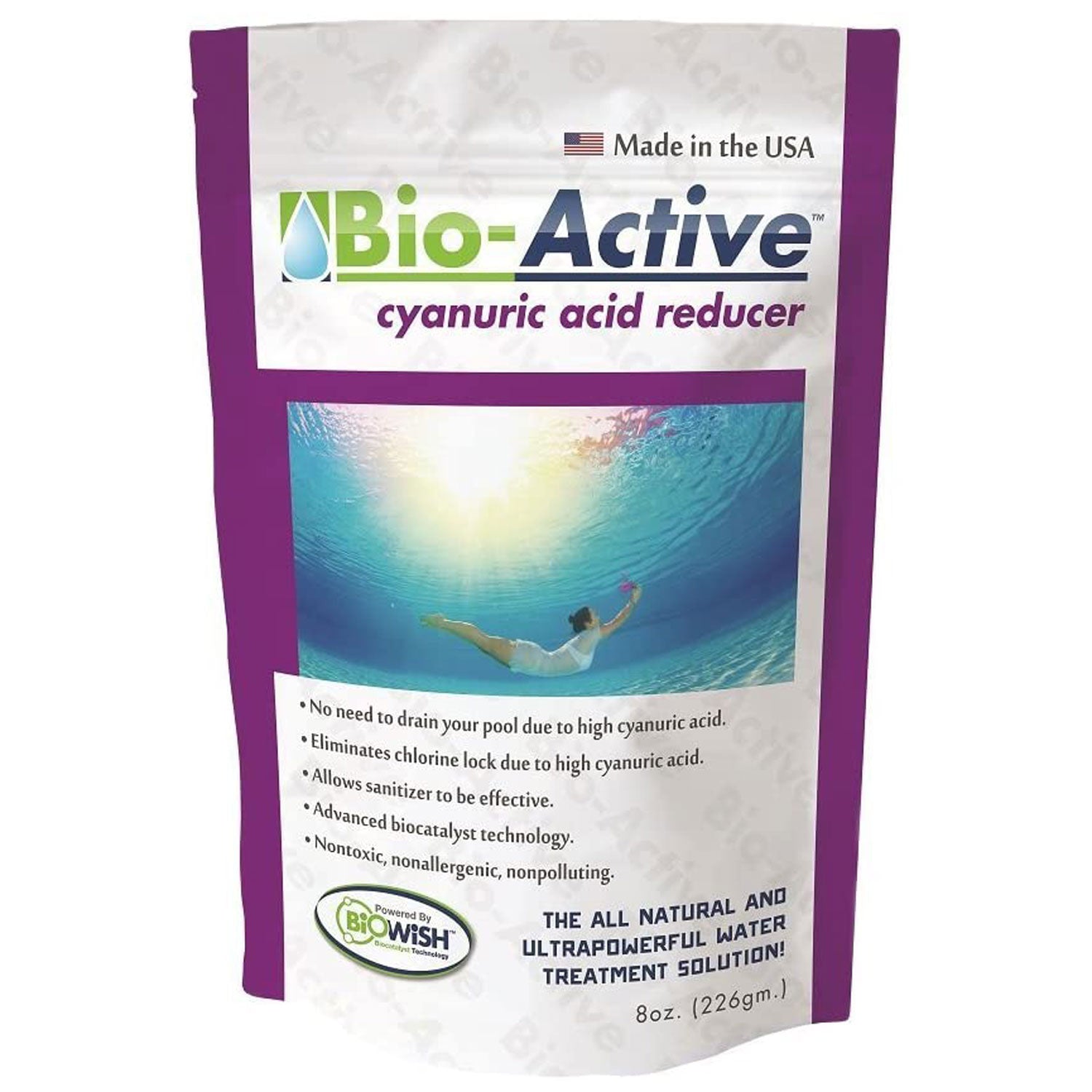 Bio-Active Non Polluting Cyanuric Acid Reducer Powder for Pools, 8 Ounces (4 Pk)