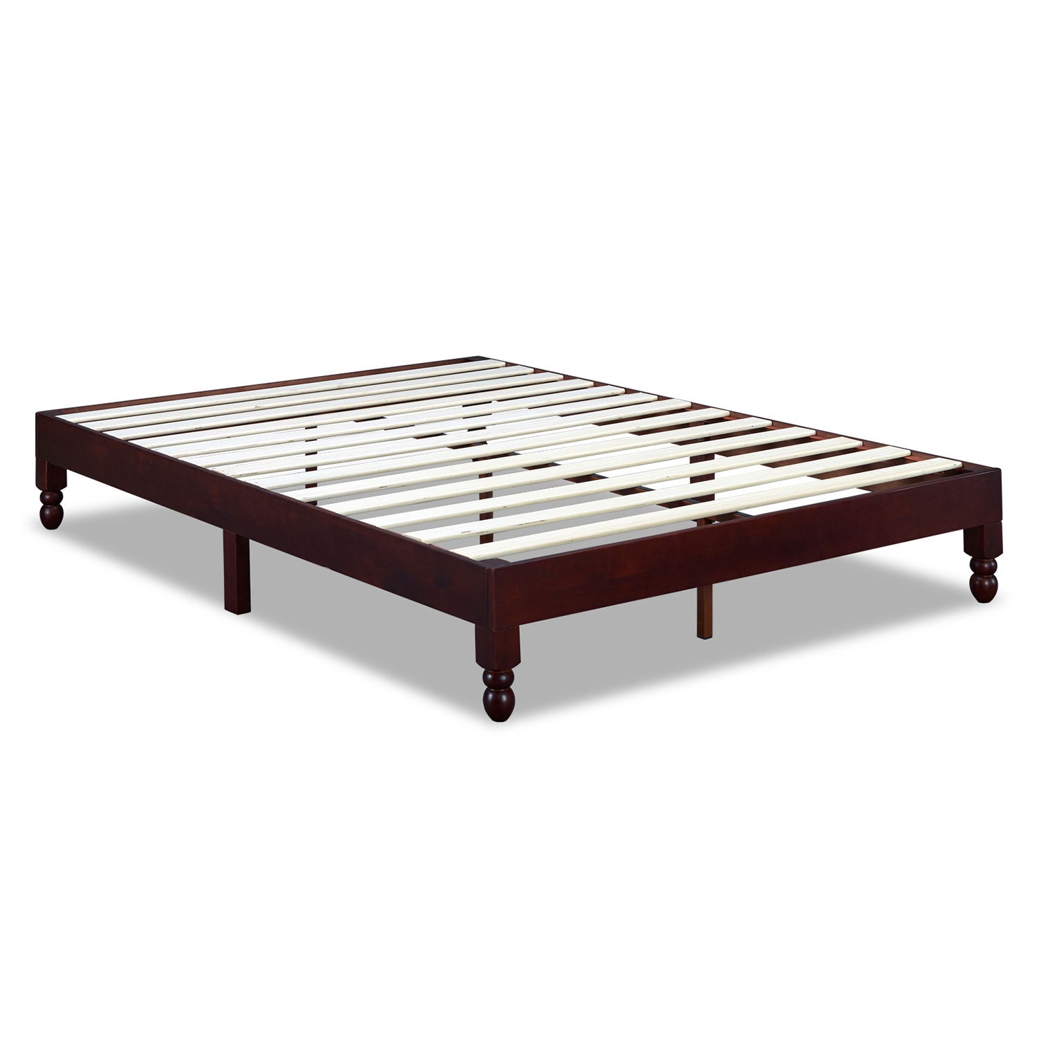 MUSEHOMEINC 12 Inch Espresso Wood Platform Bed Frame with Wooden Slats, King - VMInnovations