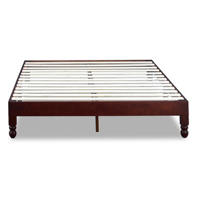 MUSEHOMEINC 12 Inch Espresso Wood Platform Bed Frame with Wooden Slats, King