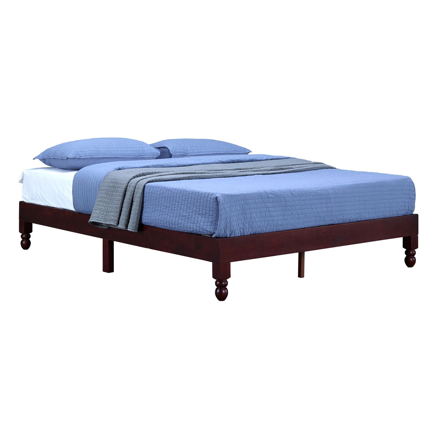 MUSEHOMEINC 12 Inch Espresso Wood Platform Bed Frame with Wooden Slats, King - VMInnovations