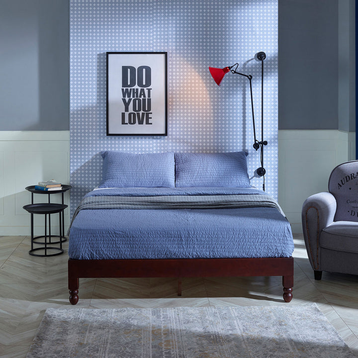 MUSEHOMEINC 12 Inch Espresso Wood Platform Bed Frame with Wooden Slats, King - VMInnovations