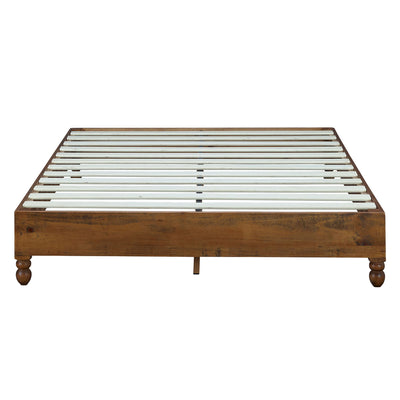 MUSEHOMEINC 12 Inch Solid Pine Wood Platform Bed Frame with Wooden Slats (Used)