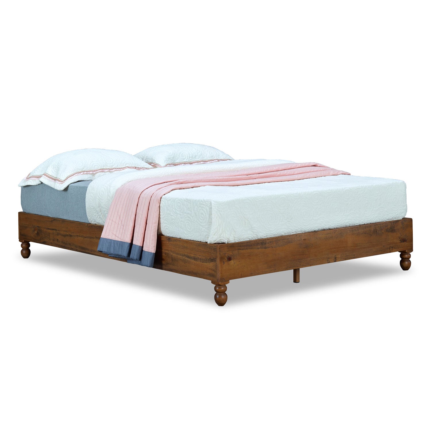 MUSEHOMEINC 12 Inch Solid Pine Wood Platform Bed Frame with Wooden Slats (Used) - VMInnovations