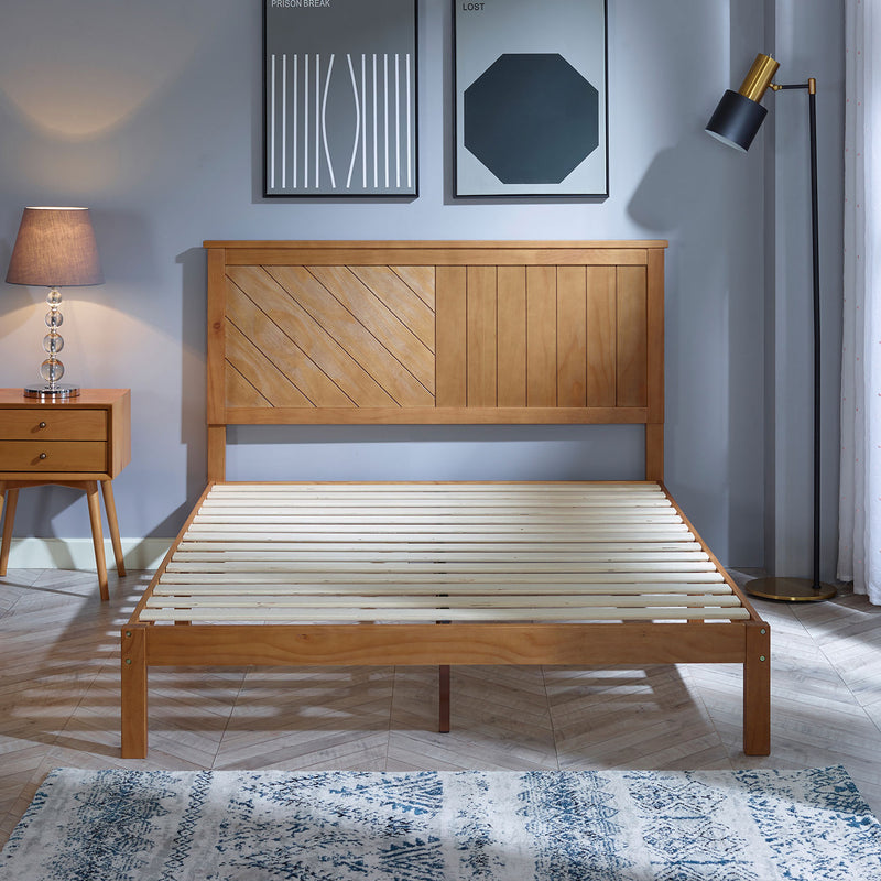 MUSEHOMEINC 12 Inch Solid Wood Platform Bed Frame with Wooden Slats, Full (Used)